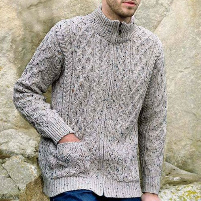 mens wool zipper cardigan