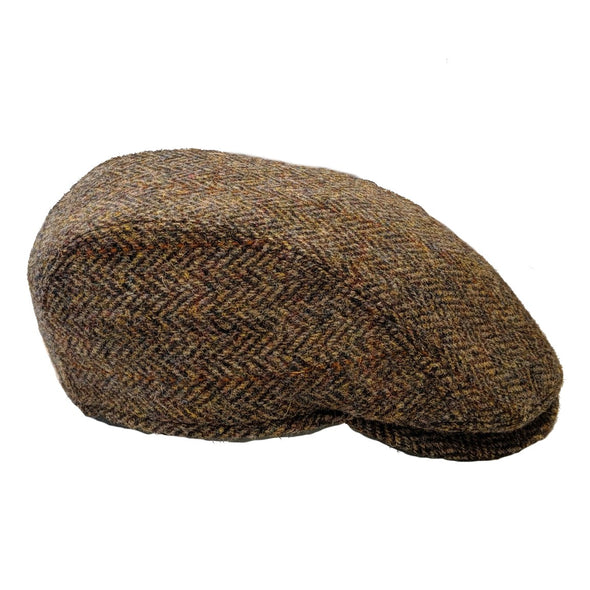 Harris Tweed Herringbone Flat Cap | Tan | Scotland House, Ltd.