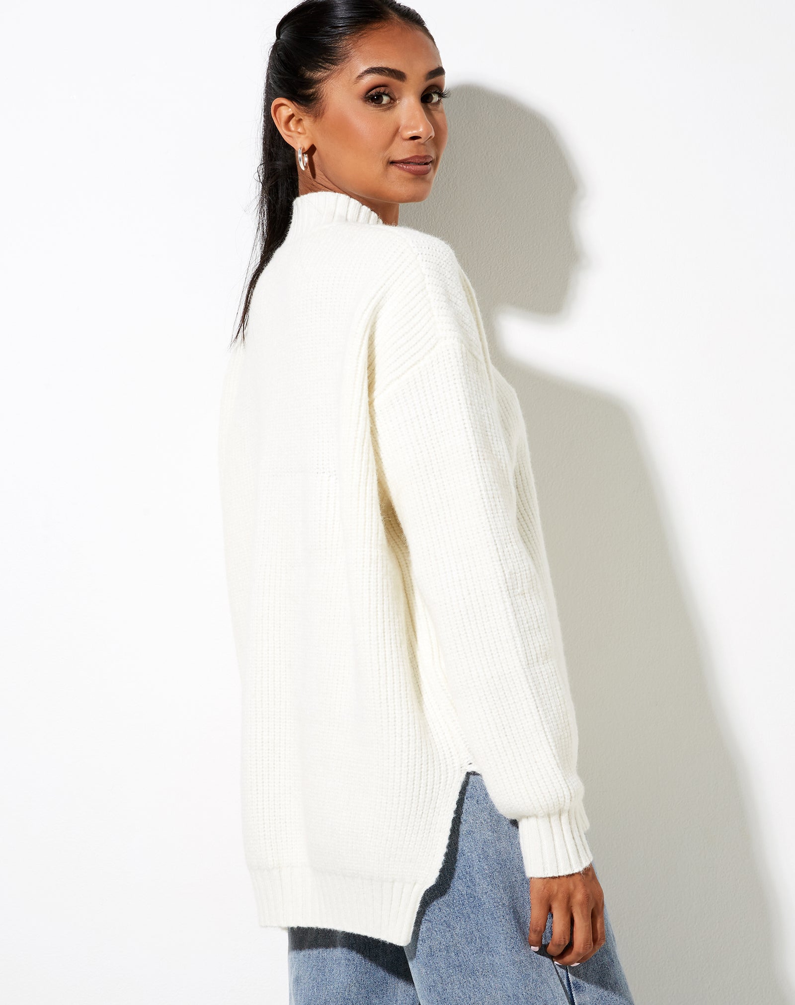 Oversize Knit Ivory Jumper | Bondy – motelrocks.com