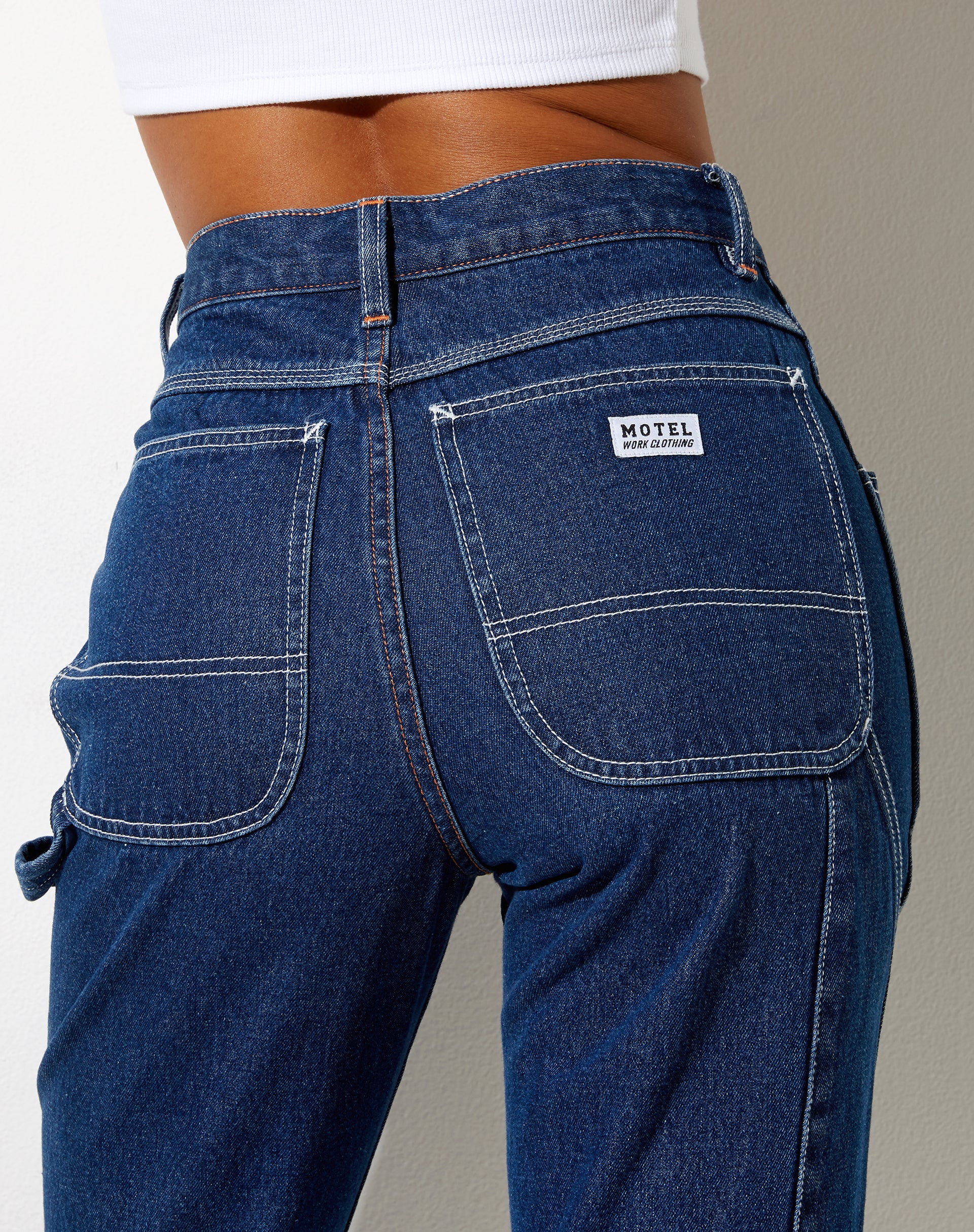Dark Blue High Waisted Straight Wide Leg Jeans | Carpenter – motelrocks.com