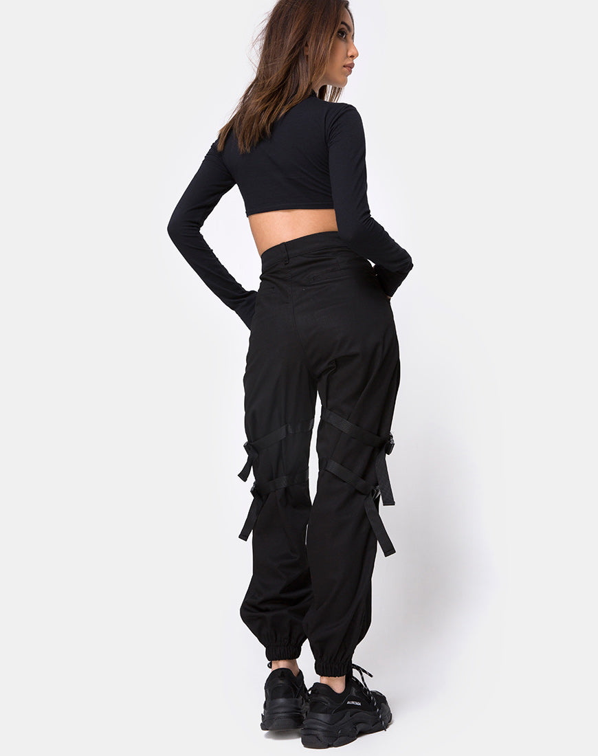 black buckle cargo trousers