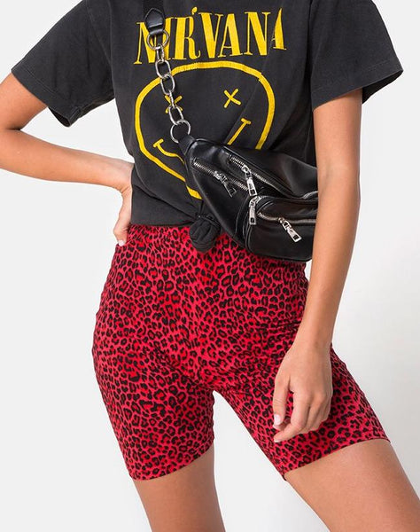 motel leopard print bike short