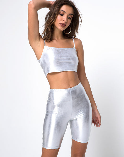 silver biker shorts