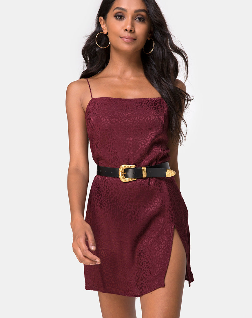 burgundy slip dress long