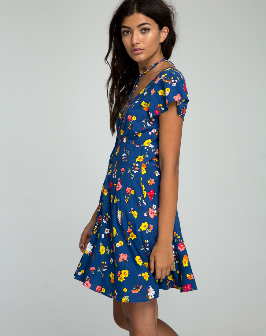 Devereux Babydoll Dress in Fleur Navy – motelrocks.com