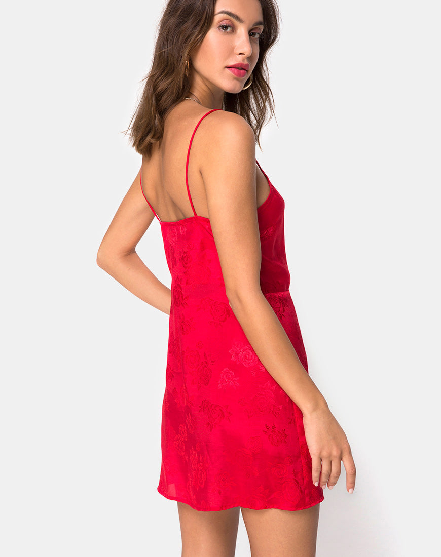 motel rocks red satin dress