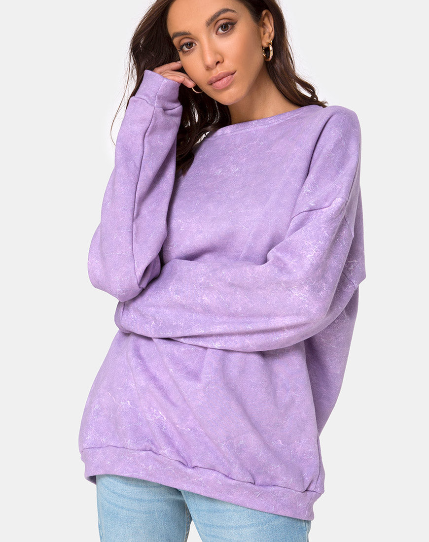 Purple Acid Wash Oversized Jumper | Glo – motelrocks.com