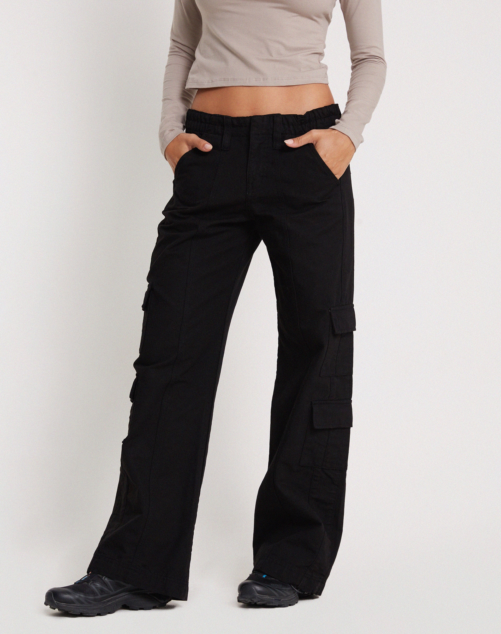 Black Wide Leg Cargo Pants | Jita – motelrocks.com