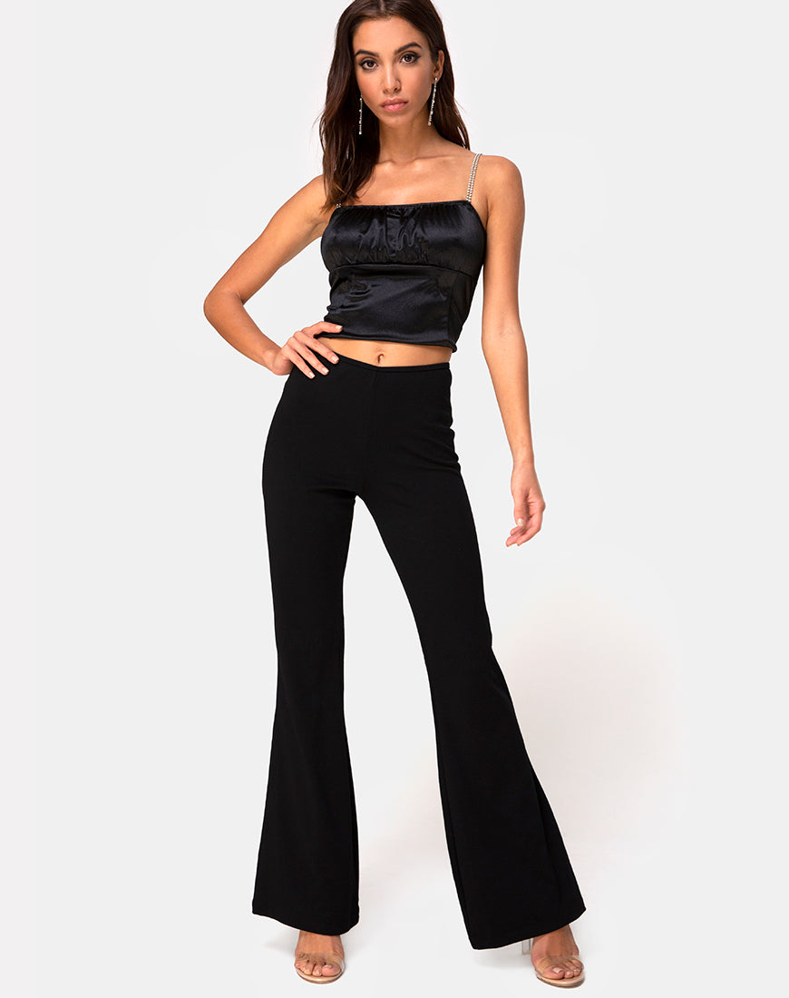 Black Spandex Flare Trouser | Hearty – motelrocks.com