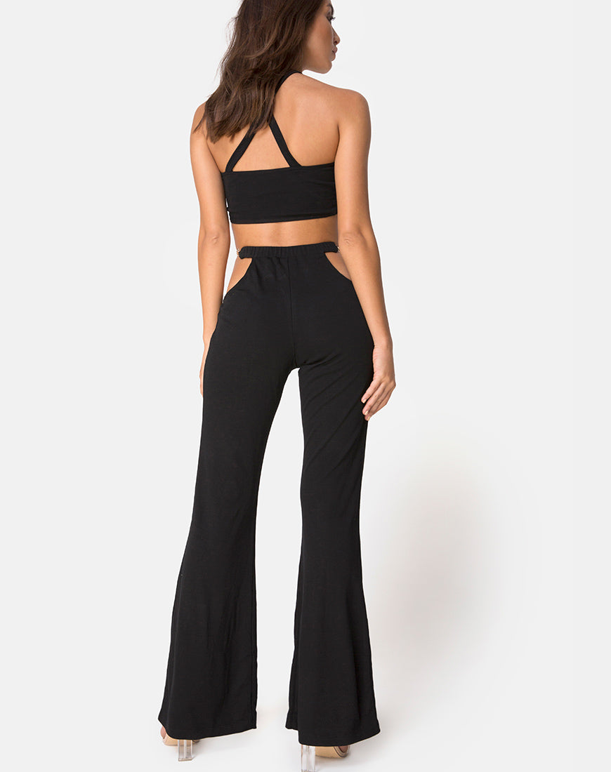 hip cut out flare pants