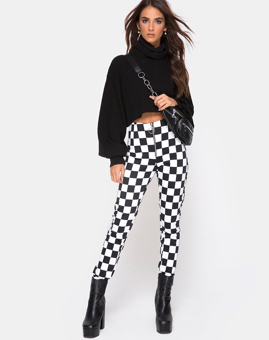 Jolim Trouser in Checker Board Medium B/W – motelrocks.com