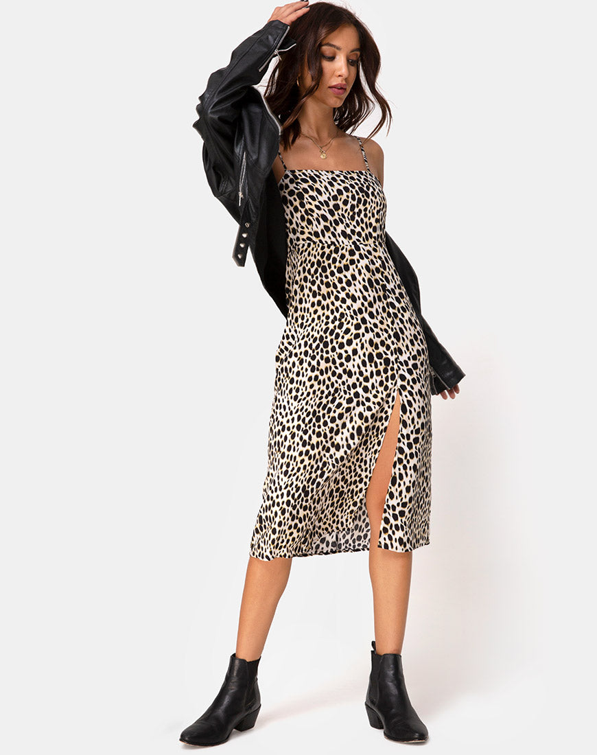 cheetah print midi dress