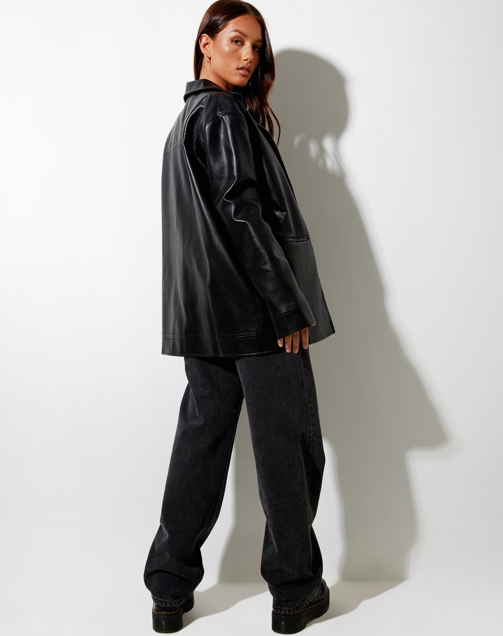 Long Sleeve Black Pu Jacket | Katana – motelrocks.com