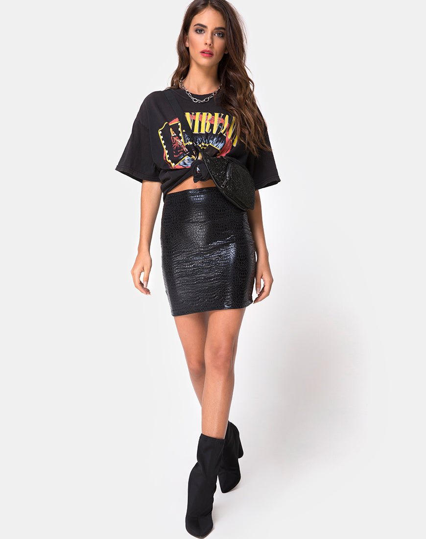 Kimmy Skirt in Snake Black – motelrocks.com