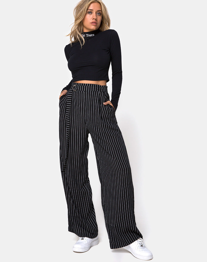 Majustie Trouser in Pinstripe Black – motelrocks.com