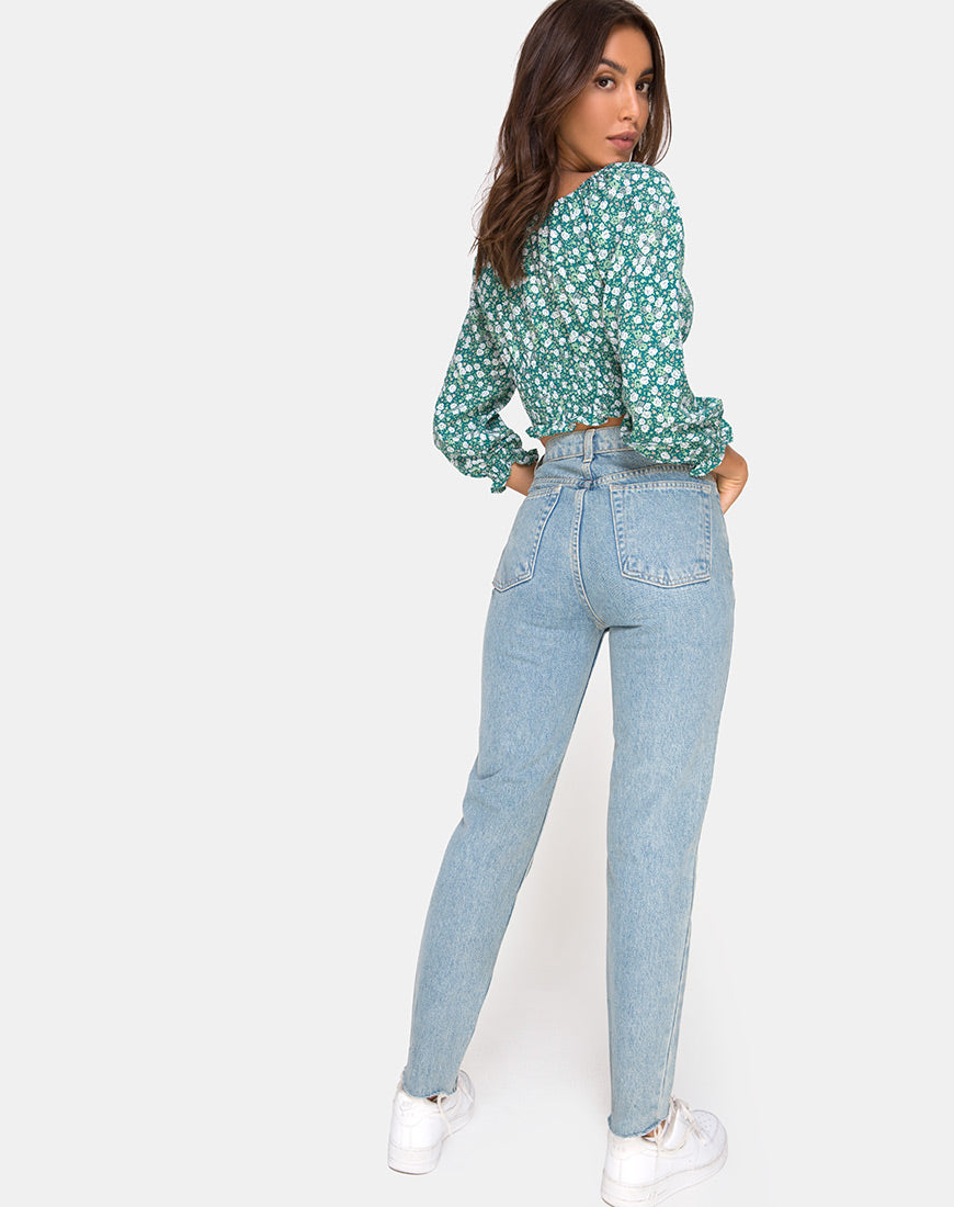 Lancer Crop Top in Floral Field Green – motelrocks.com