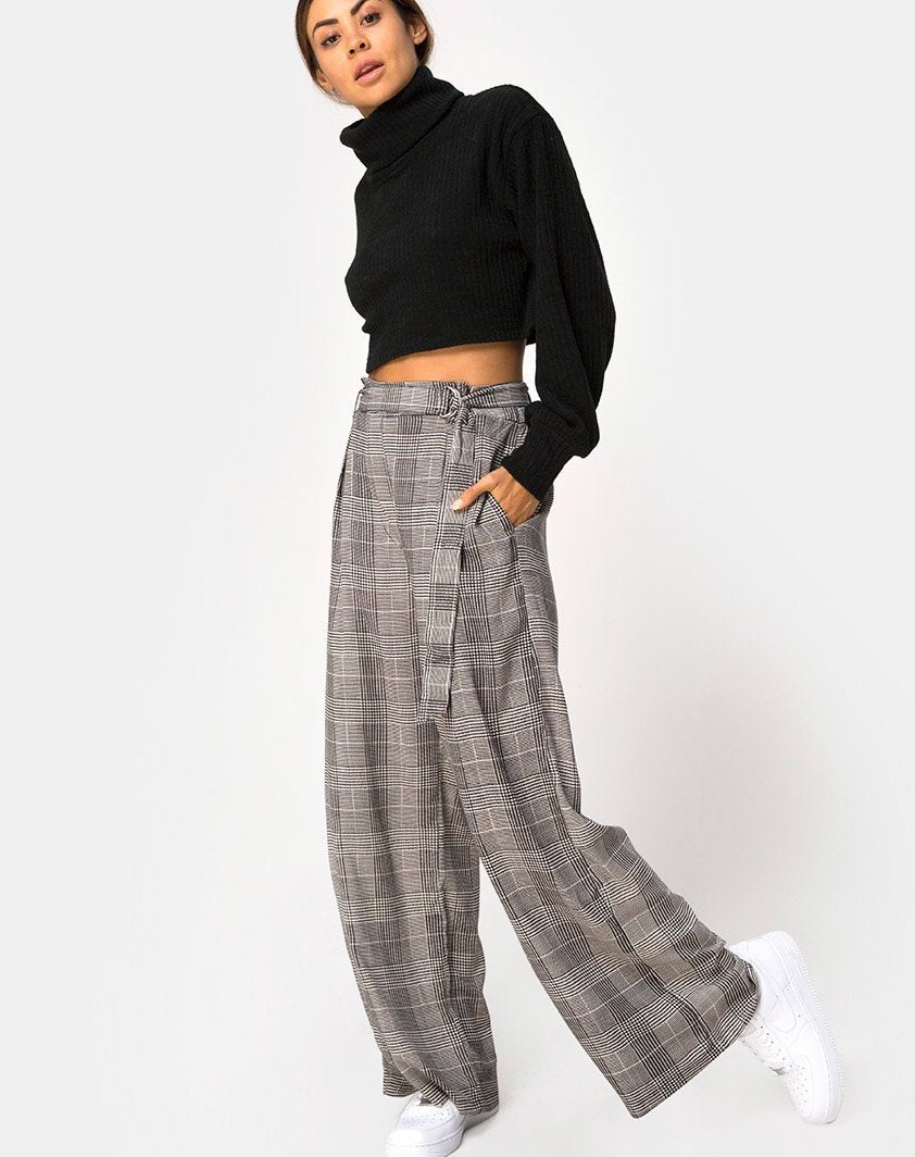 Majustie Highwaist Trouser in Charles Check Grey – motelrocks.com