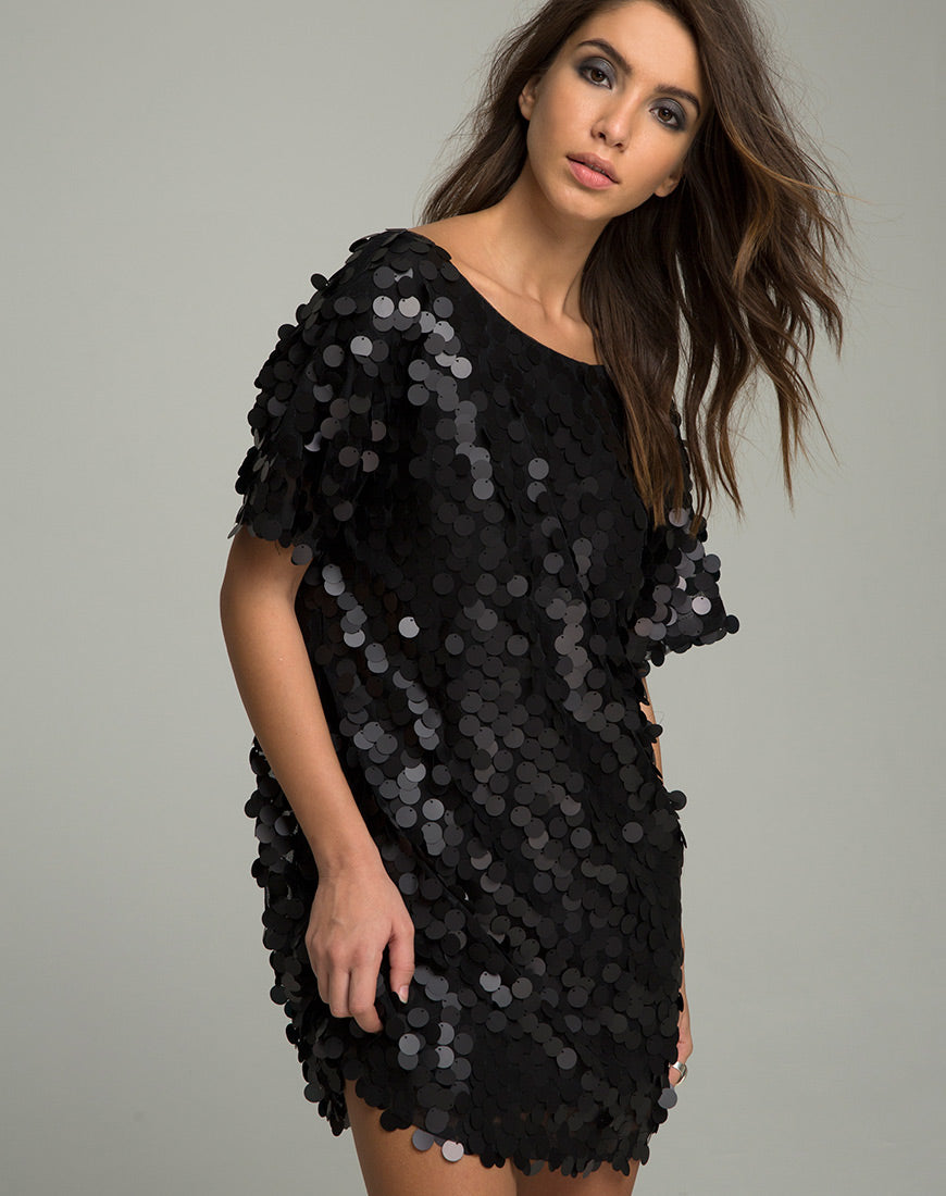 black sequin shirt dress