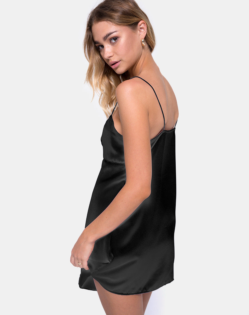 zara black slip dress