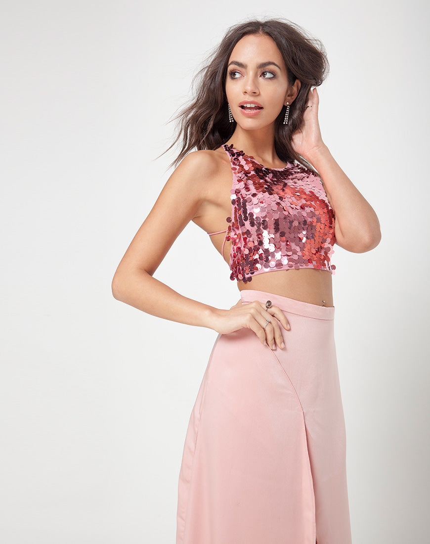Melanta Maxi Prom Skirt in Satin Blush – motelrocks.com