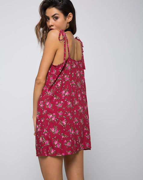 Button Through Red and Pink Floral Slip Dress | Osla - Motel Rocks ...