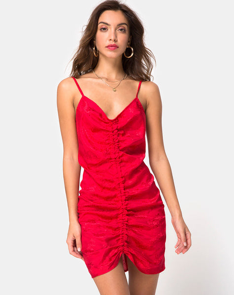 motel rocks red satin dress