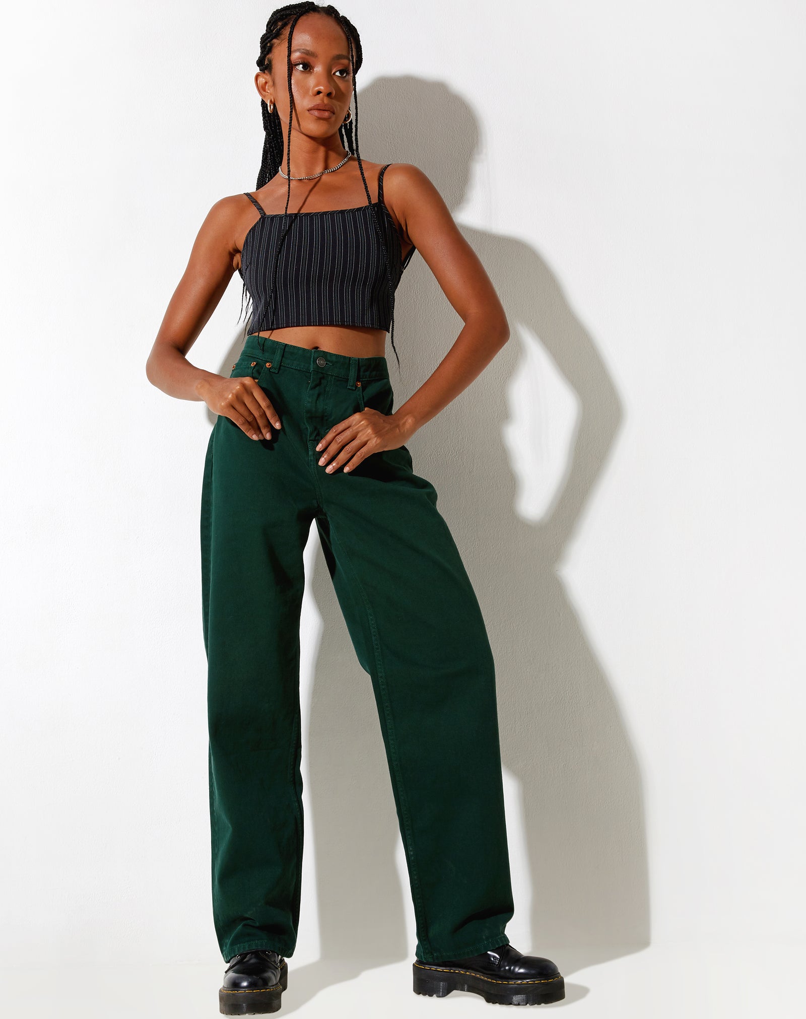 Forest Green Wide Leg Jeans | Parallel – 