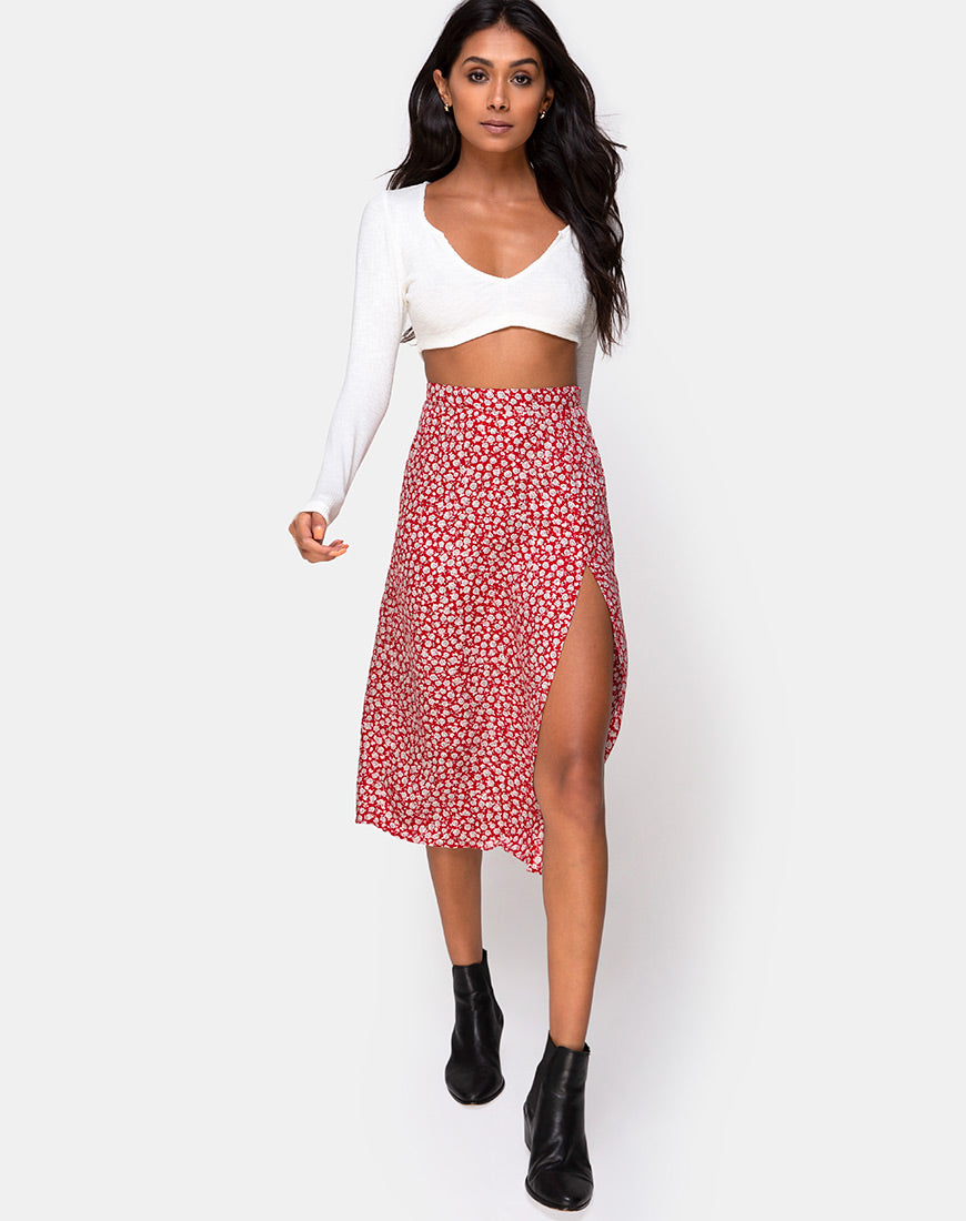 Floral Side Split Skirt | Saika 