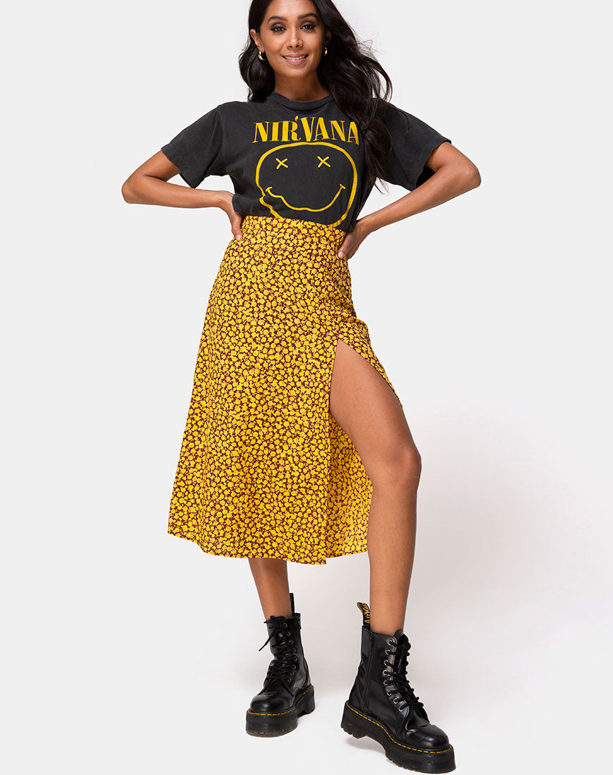 mustard skirt floral