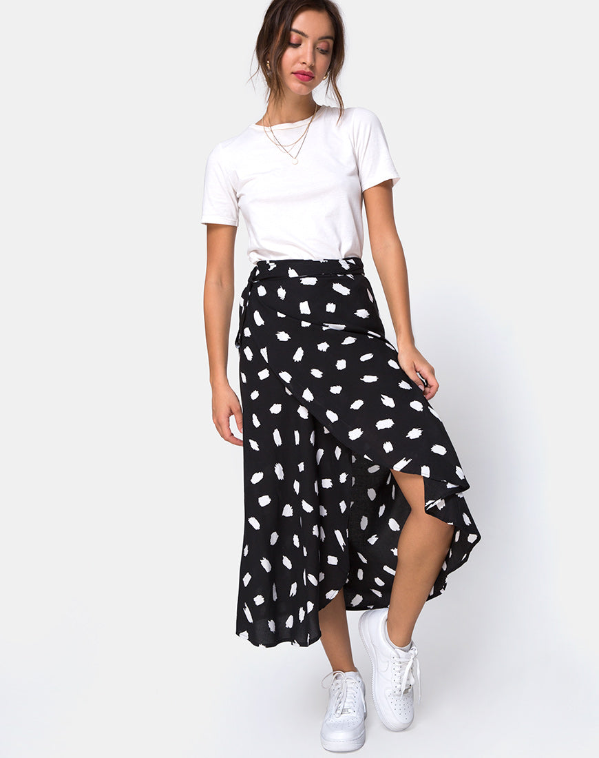 Satha Midi Skirt in Diana Dot Black – motelrocks.com