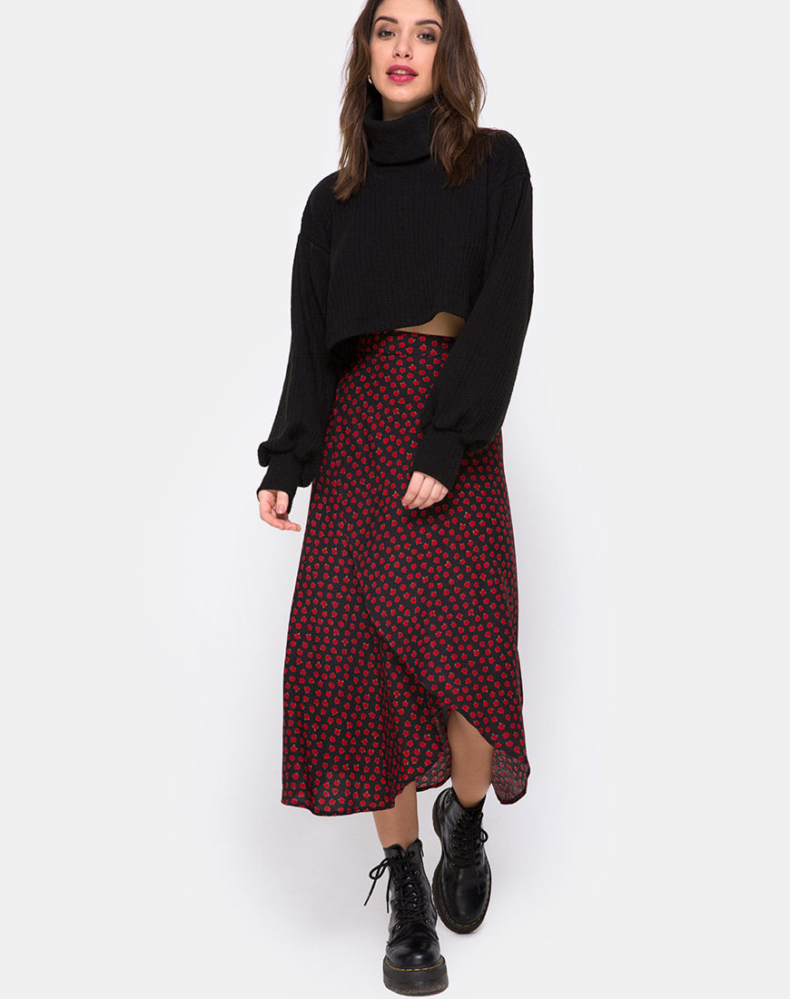 Satha Skirt in Dotty Rose Black – motelrocks.com