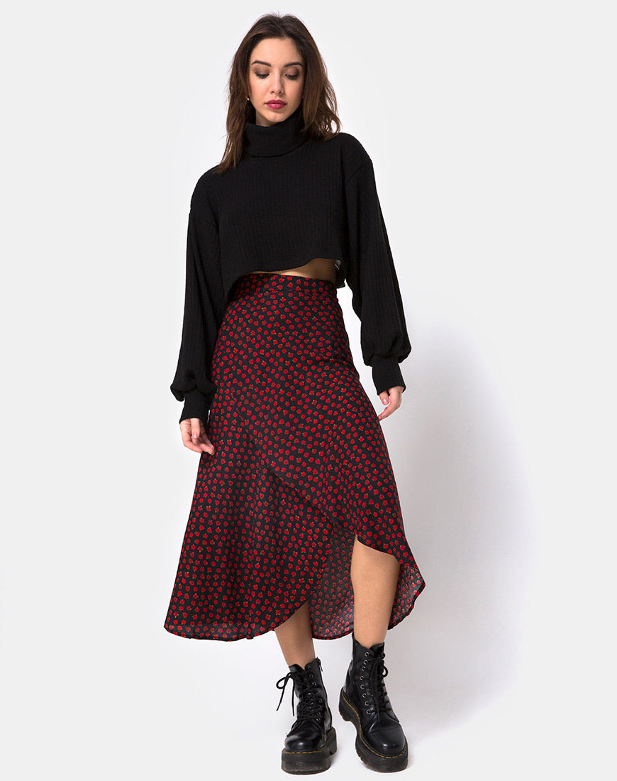 Satha Skirt in Dotty Rose Black – motelrocks.com