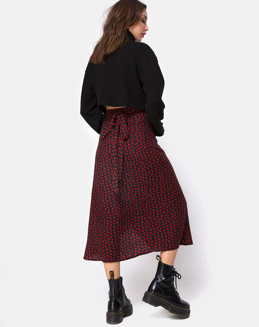 Satha Skirt in Dotty Rose Black – motelrocks.com