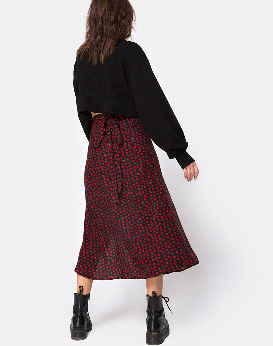 Satha Skirt in Dotty Rose Black – motelrocks.com