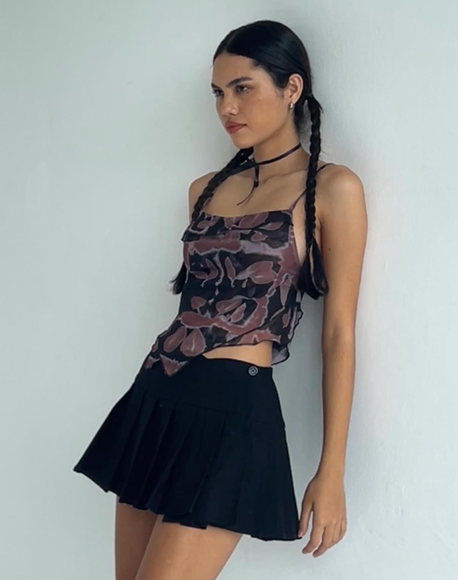 Tailoring Black High Waisted Pleated Micro Mini Skirt | Casini