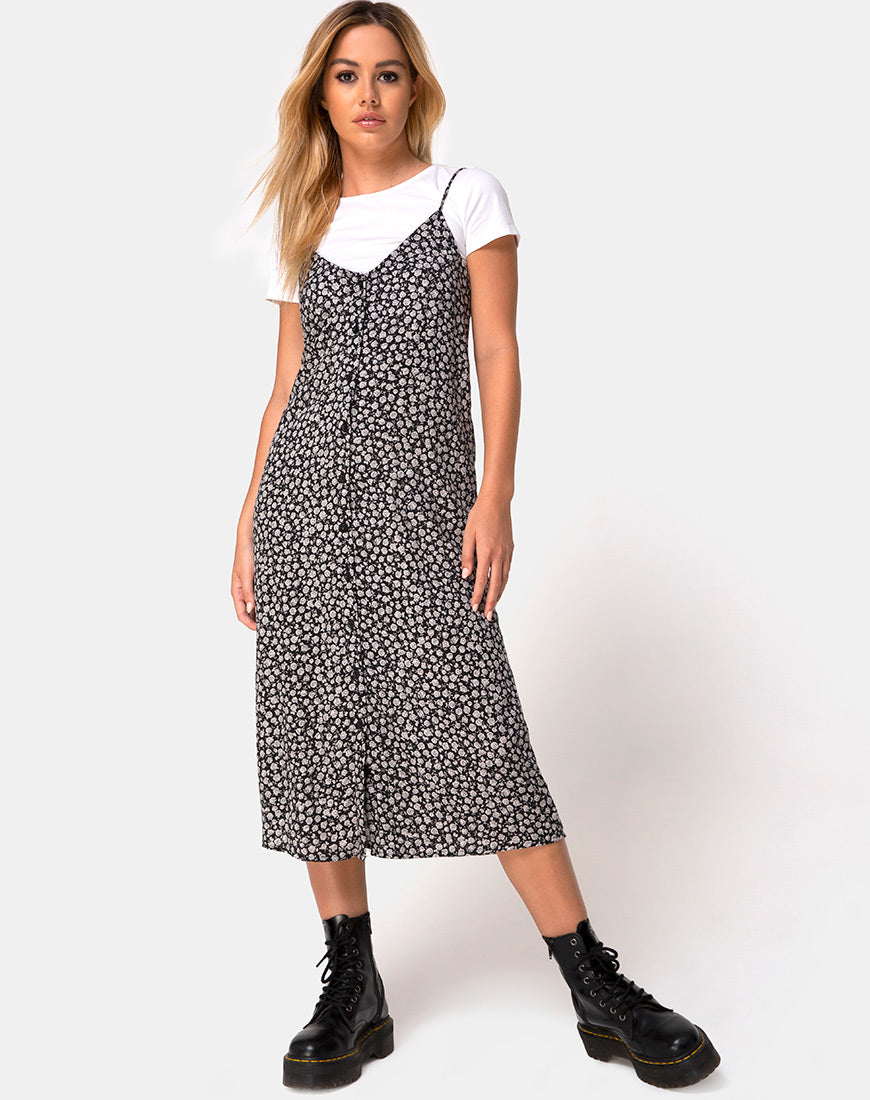 black and white ditsy print dress