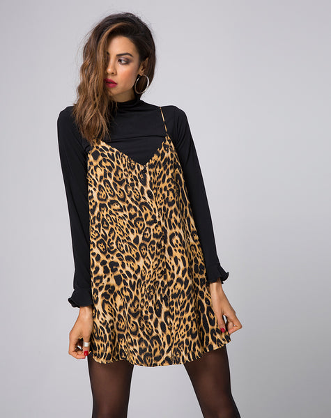 leopard print strappy shift dress