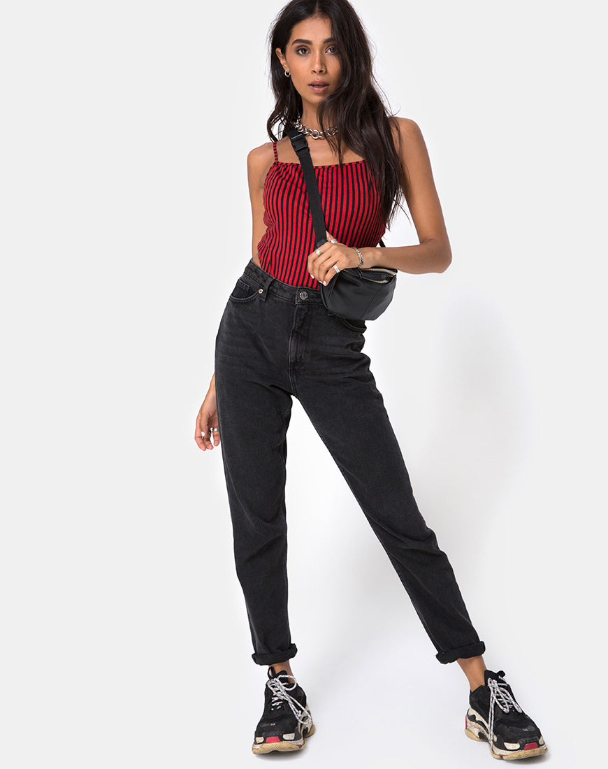 Solemo Bodice in Mini Stripe Red and Black – motelrocks.com