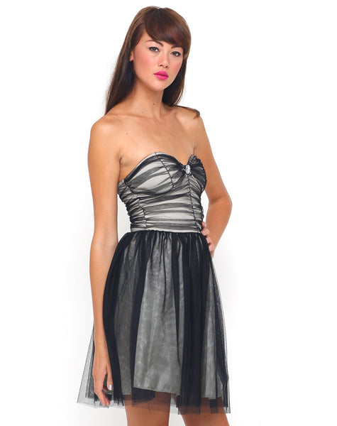 Motel Teardrop Prom Dress in Black and Nude Mesh – motelrocks.com