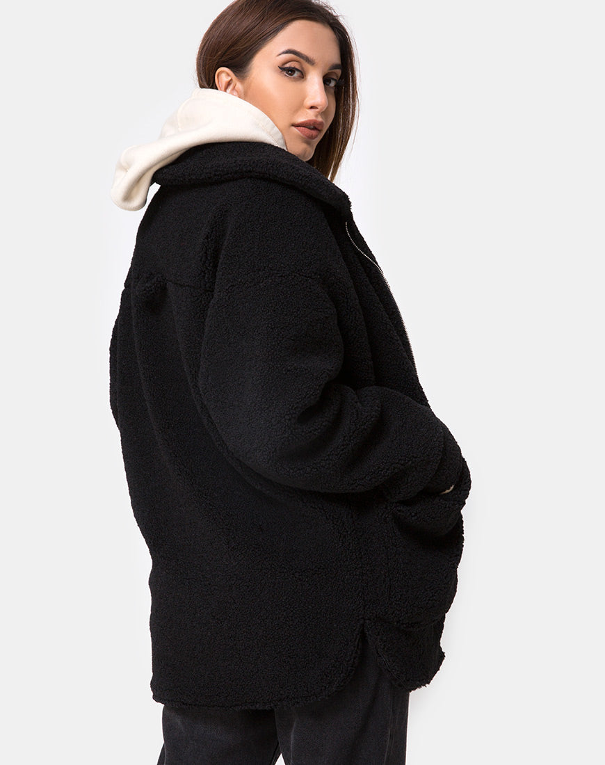 Teddy Bear Wool Coat in Black – motelrocks.com