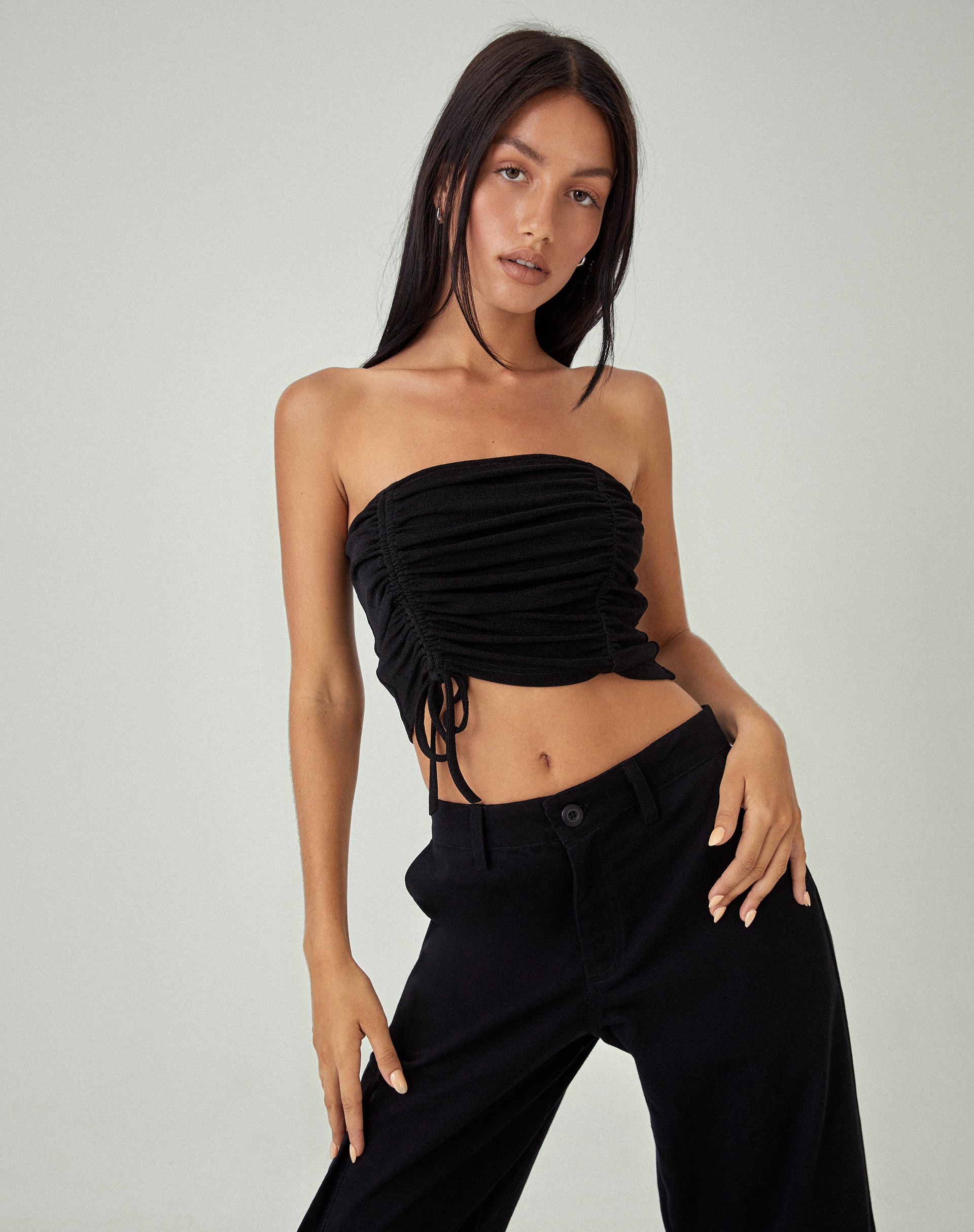 Lycra Black Bandeau Top | Ladshe – motelrocks.com