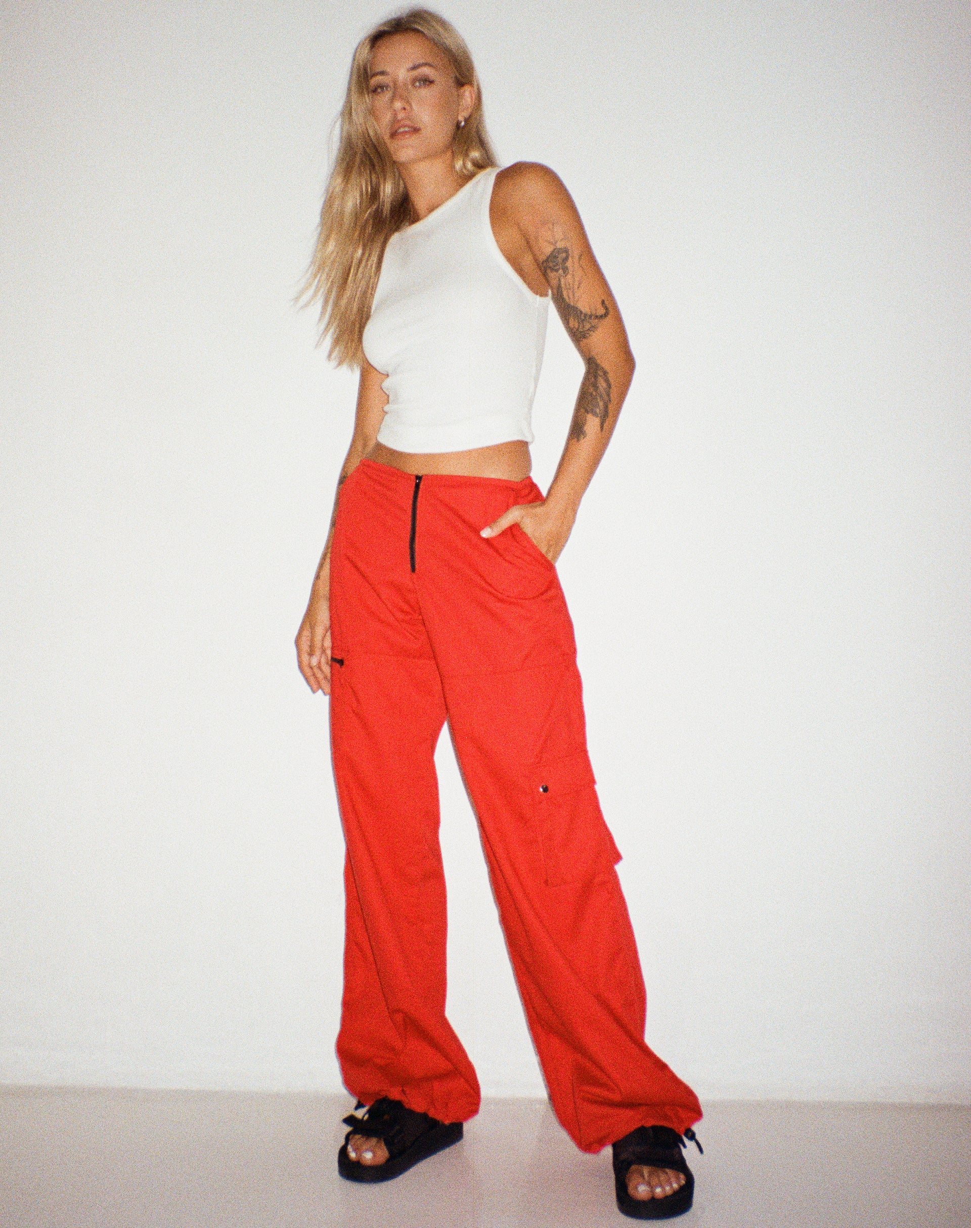 Blue Low Rise Cargo Trousers | Xander – motelrocks.com