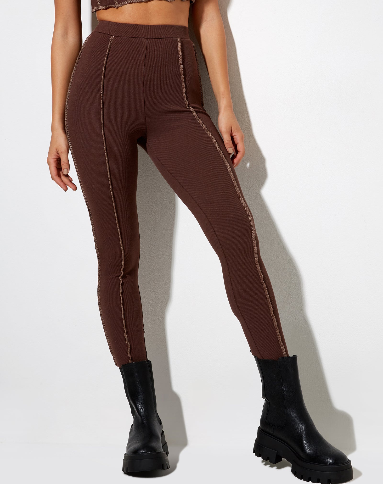 Sosandar Brown Petite Leather Look Premium Leggings