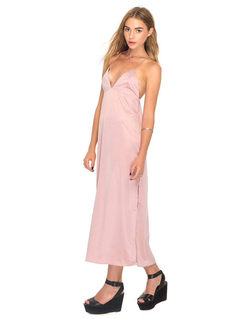 Thin Strap Dusky Pink Maxi Dress | Xochi - Motel Rocks – motelrocks.com