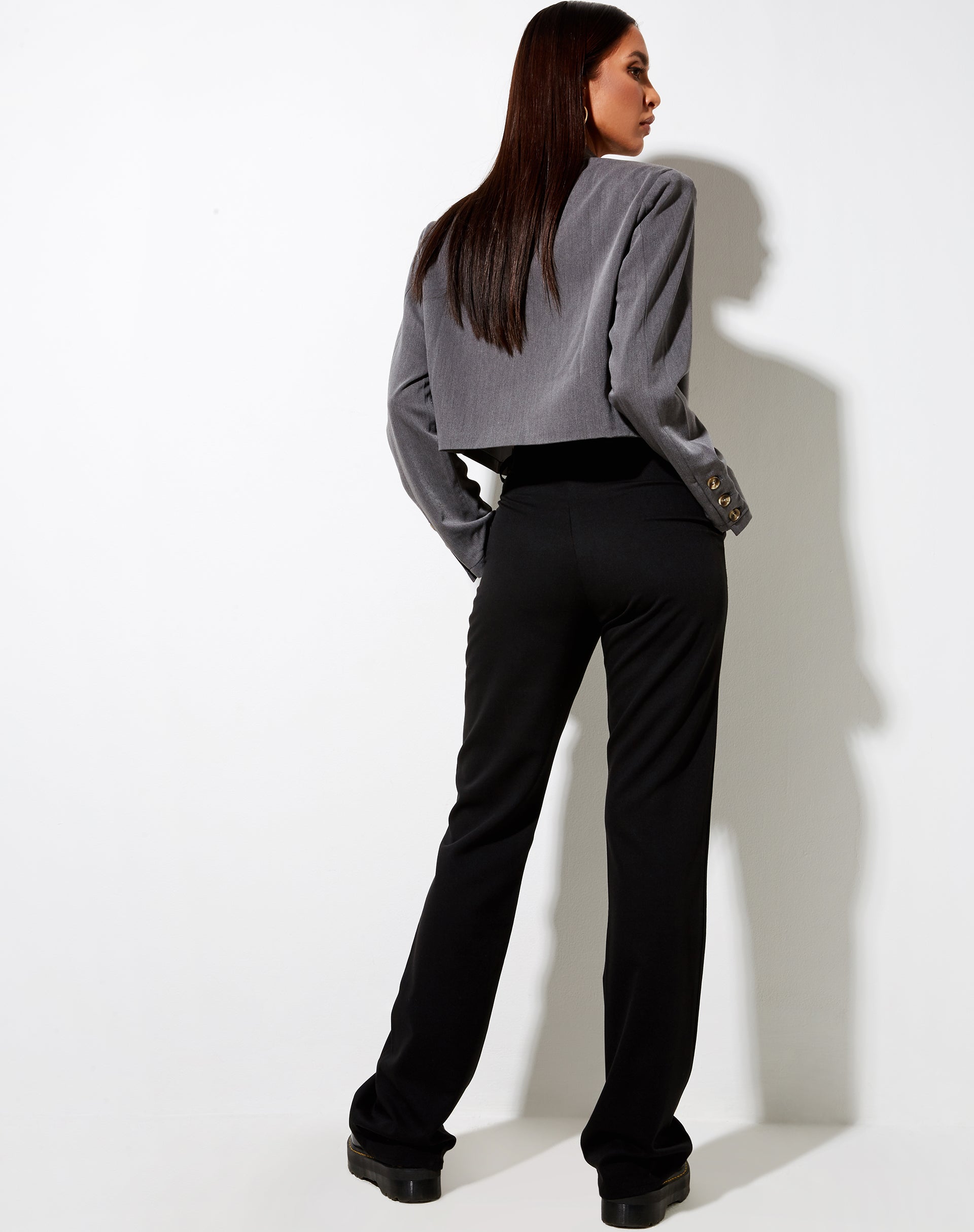 Split Hem Black Flare Trouser | Zolen – motelrocks.com