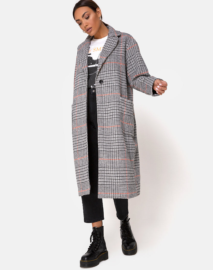 Orange Check Duster Coat | Glenn – motelrocks.com