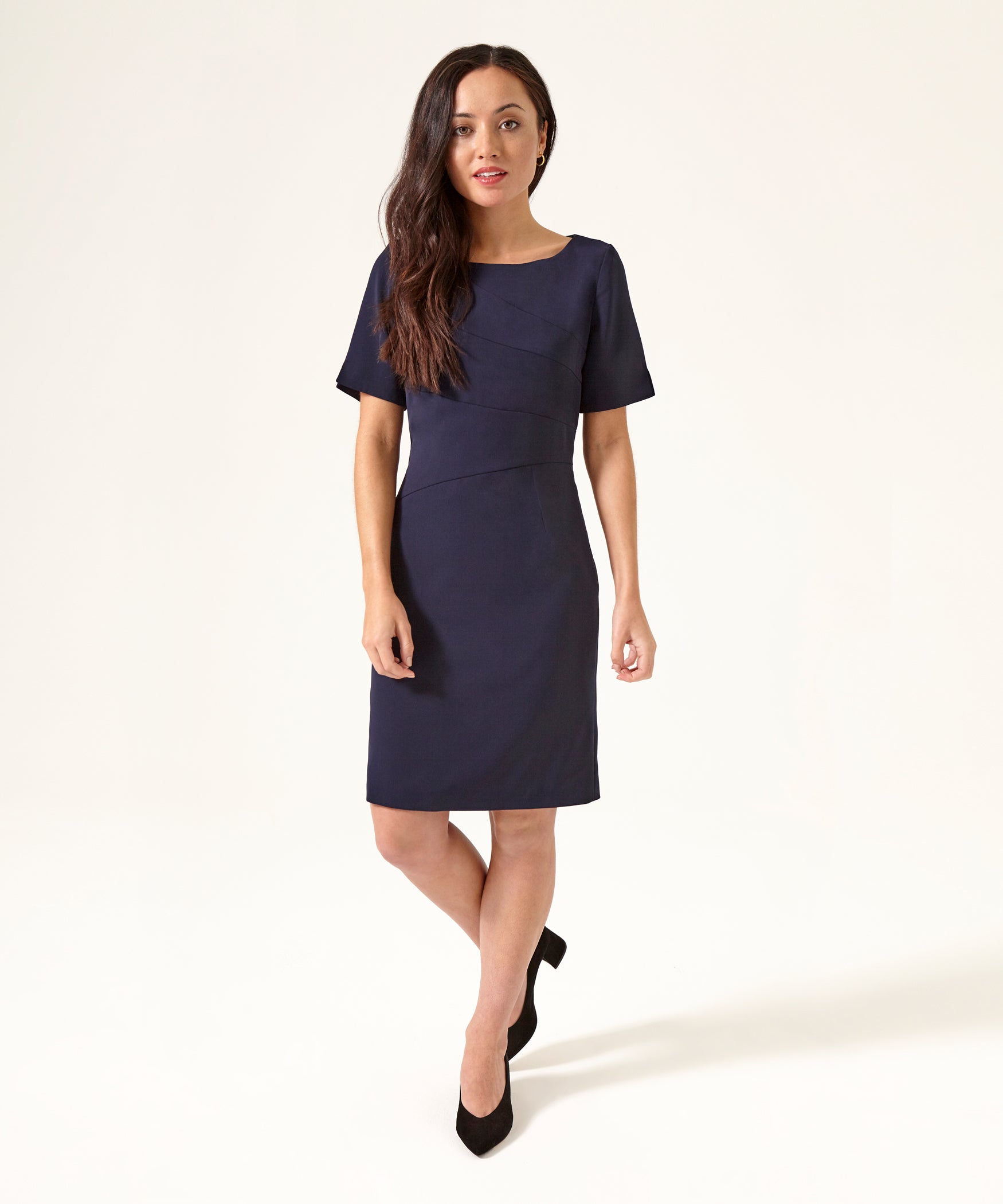 navy blue petite dress