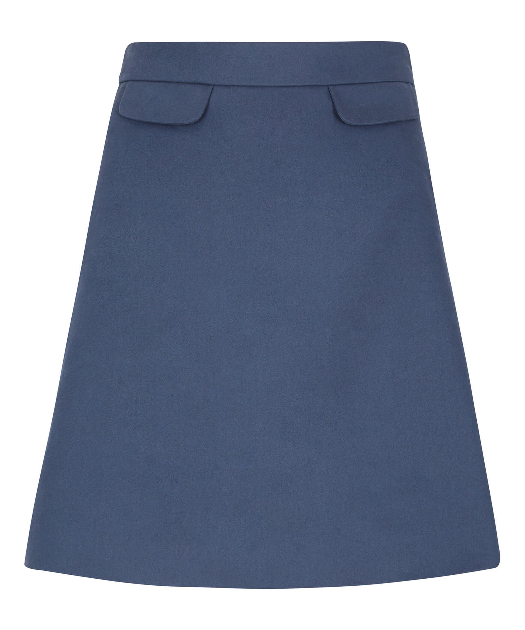 Petite Navy Blue Skirt (Cotton Sateen) Made In The UK