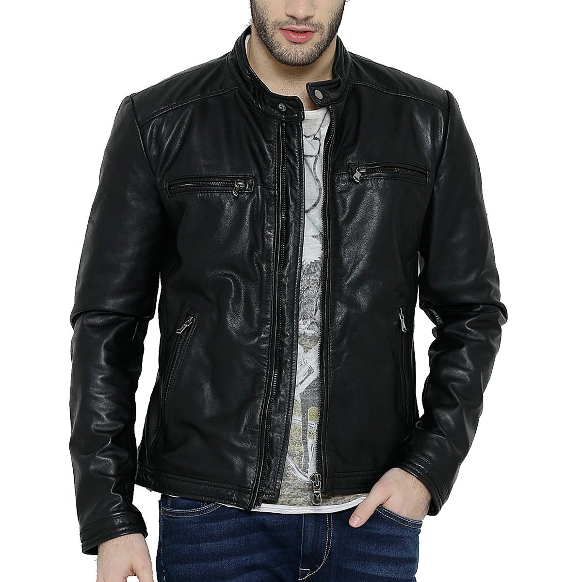 Slim Fit Black Leather Jacket – The Film Jackets