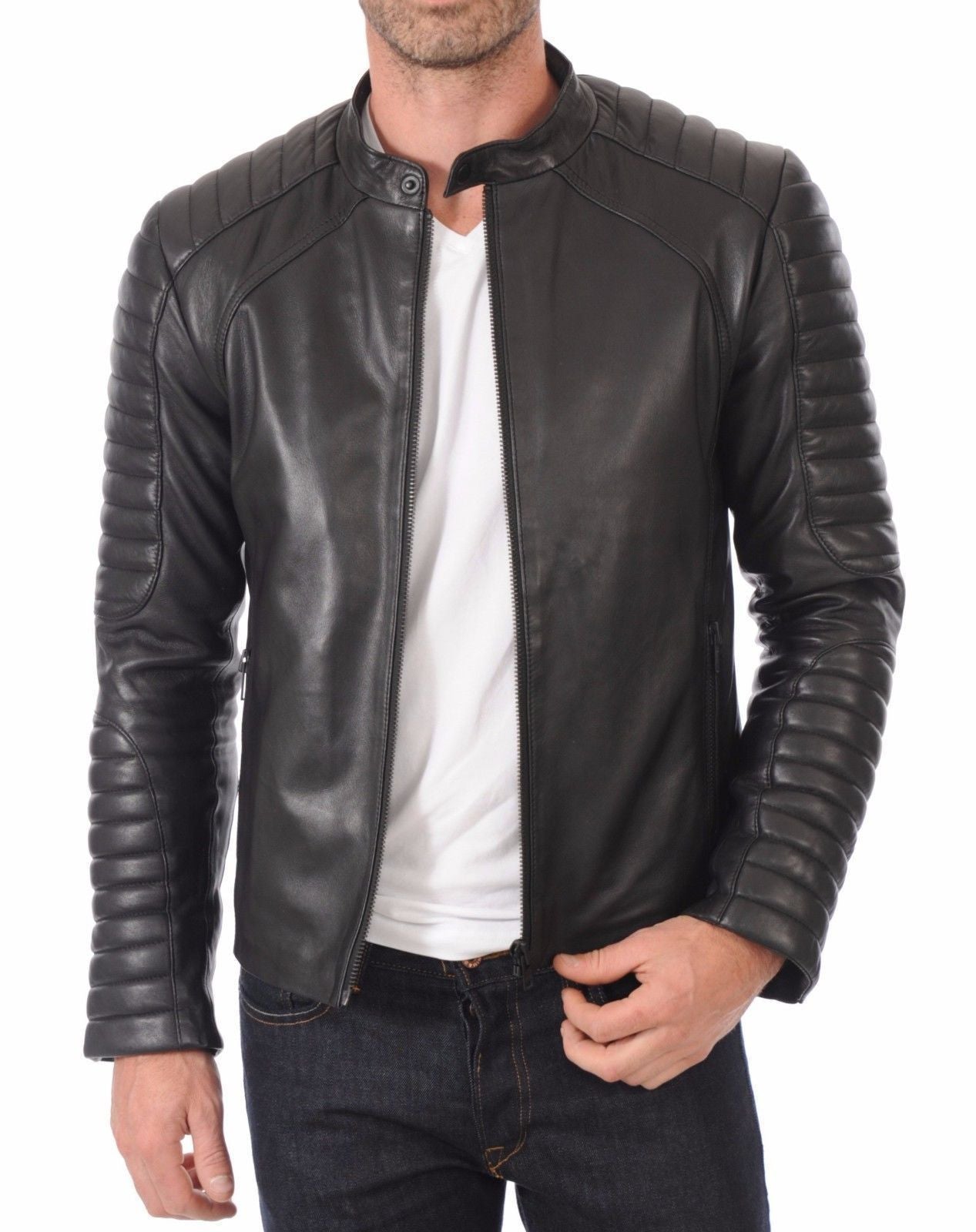 Men Club Black Real Leather Jacket – The Film Jackets
